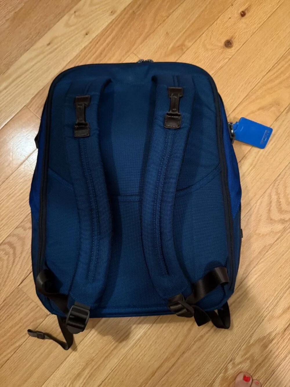 Tumi Alpha Bravo Cannon Men's Backpack - Blue Nylon with Brown Leather Trim